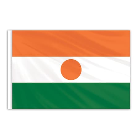 Niger Indoor Nylon Flag 2'x3' With Gold Fringe